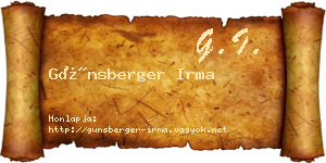 Günsberger Irma névjegykártya