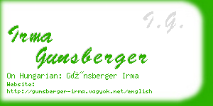 irma gunsberger business card